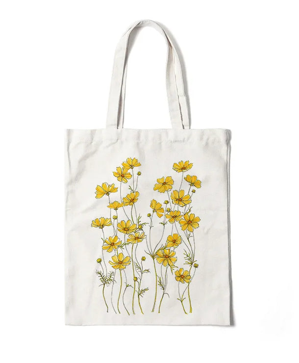Bolso de lona con estampado de flores para mujer, diseño abierto - imagen 16