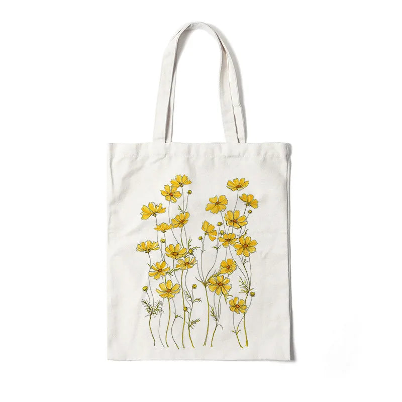 Bolso de lona con estampado de flores para mujer, diseño abierto - imagen 16