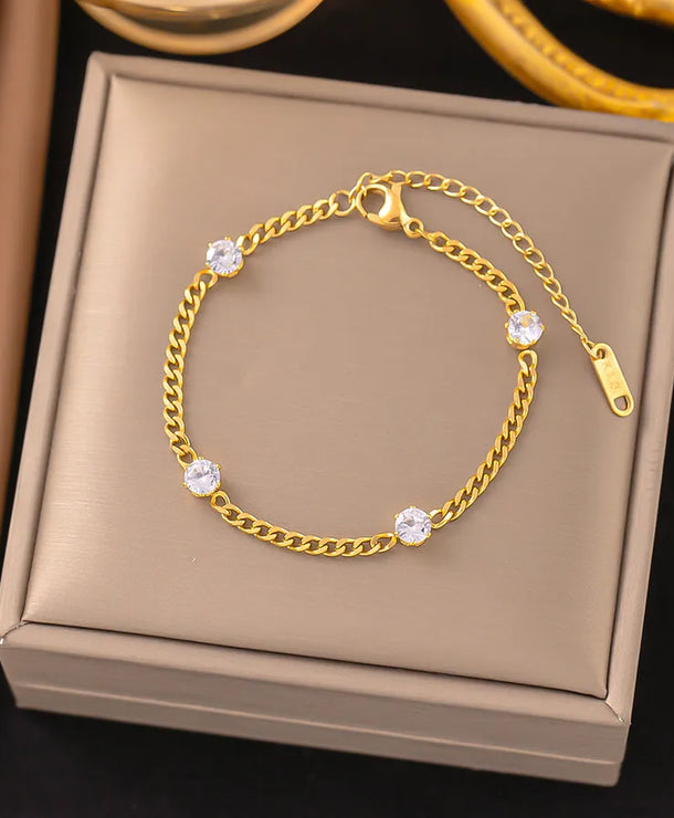 Pulsera de corazones con cadena cubana en acero 304 y baño de oro 18K - imagen 38