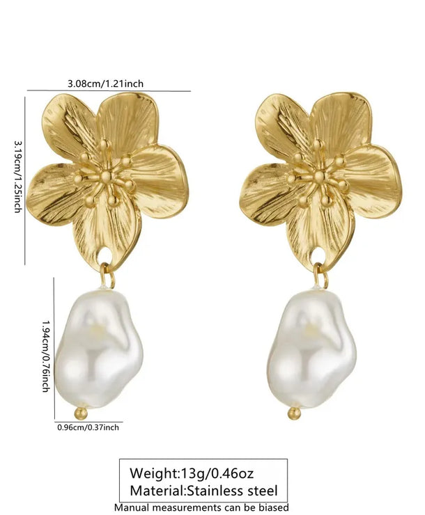 Aretes de botón de acero inoxidable 304 con diseño floral streetwear - imagen 10