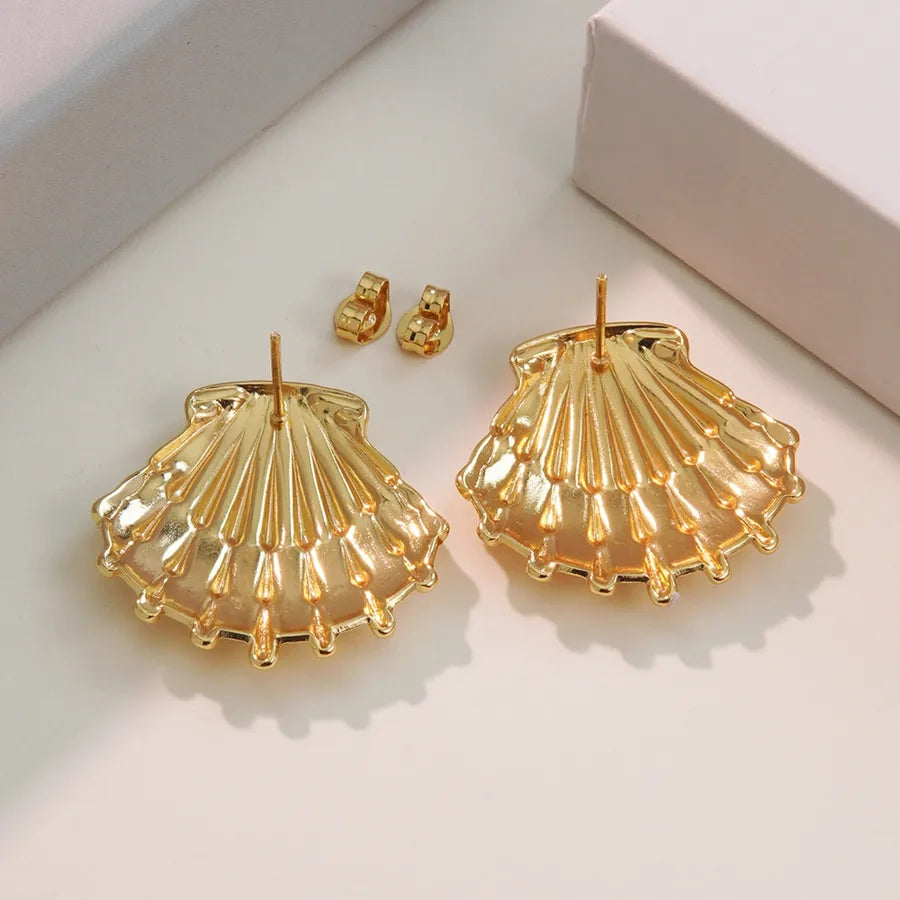 Aretes de botón de acero 304 con diseño de estrella de mar y concha - imagen 10