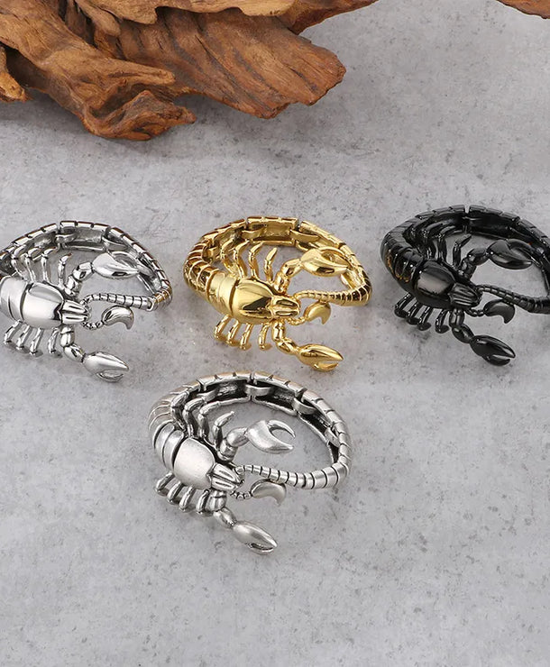 Pulsera de acero 304 con baño de oro 18K y dije de escorpión