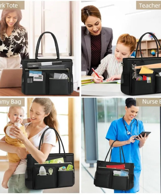 Bolso para laptop de cuadros en poliéster para mujer con asa superior - imagen 2