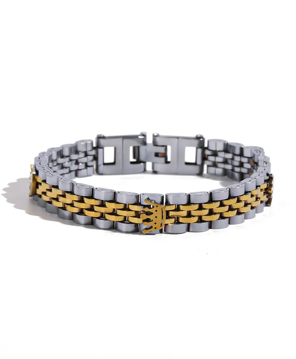 Brazalete de corona para hombre en acero 201 con cadena tipo reloj - imagen 10