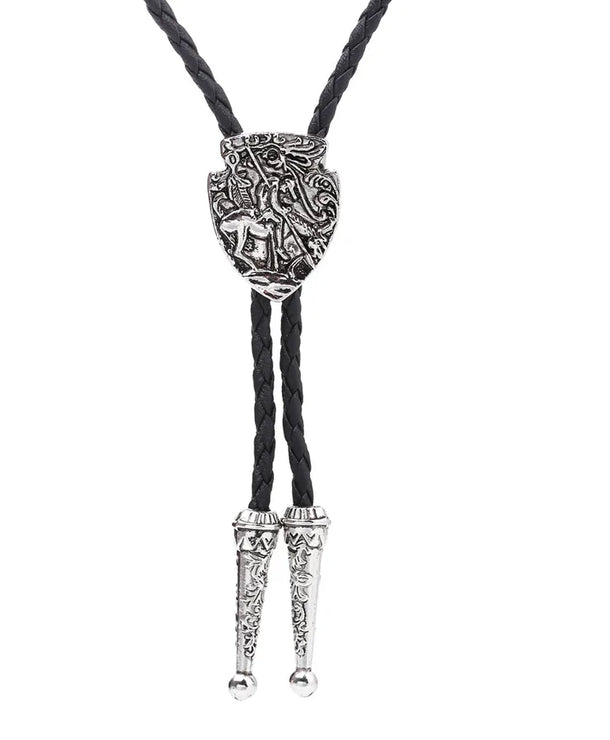 Corbata bolo de aleación con cordón de piel y dijes de estrella y calavera - imagen 17