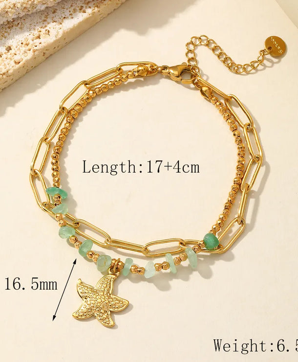 Pulsera de acero 304 con dijes de estrella de mar, corazón y concha - imagen 10