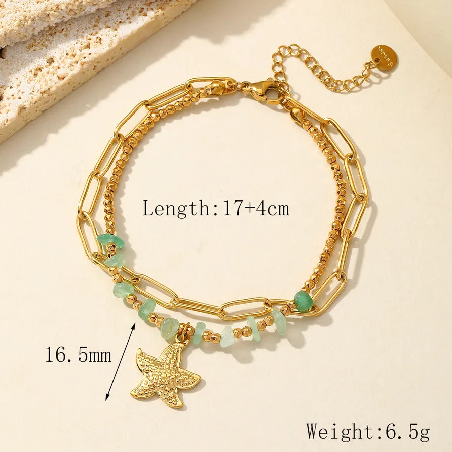 Pulsera de acero 304 con dijes de estrella de mar, corazón y concha - imagen 10