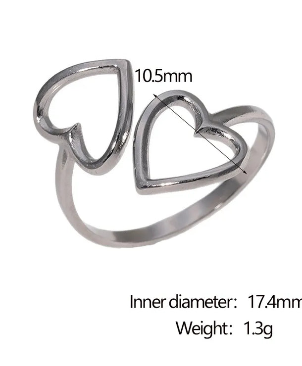 Anillo ajustable con forma de corazón y baño de oro 18K para mujer - imagen 12