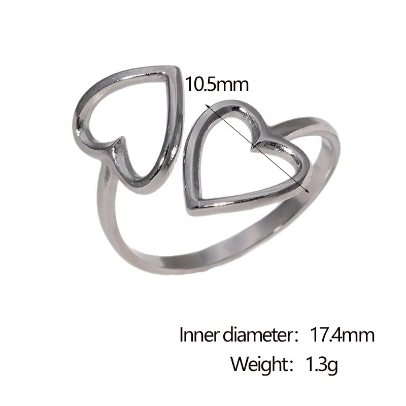 Anillo ajustable con forma de corazón y baño de oro 18K para mujer - imagen 12