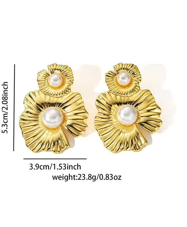 Aretes de botón de acero inoxidable 304 con diseño floral streetwear - imagen 41