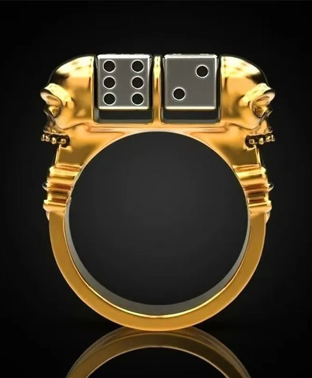 Anillo de aleación con diseño de calavera dorada, estilo punk - imagen 3