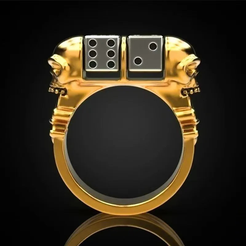 Anillo de aleación con diseño de calavera dorada, estilo punk - imagen 3