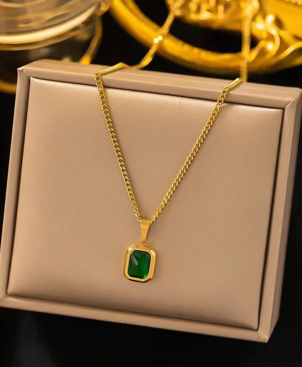 Collar con dije cuadrado de acero 304 con baño de oro 18K para mujer - imagen 2