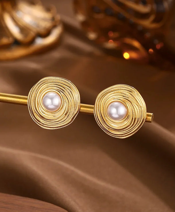 Aretes de acero inoxidable 304 con perla de imitación, estilo lujoso - imagen 4