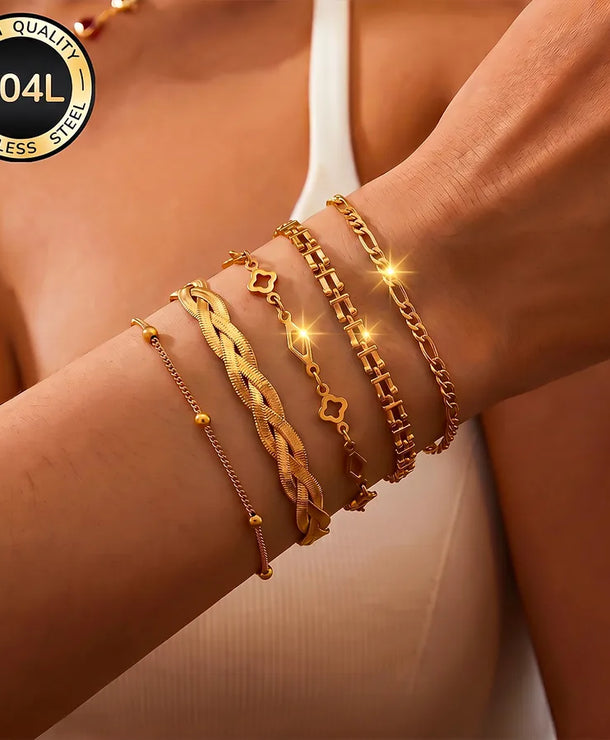 Pulsera de acero inoxidable 304 con diseño geométrico para mujer - imagen 3