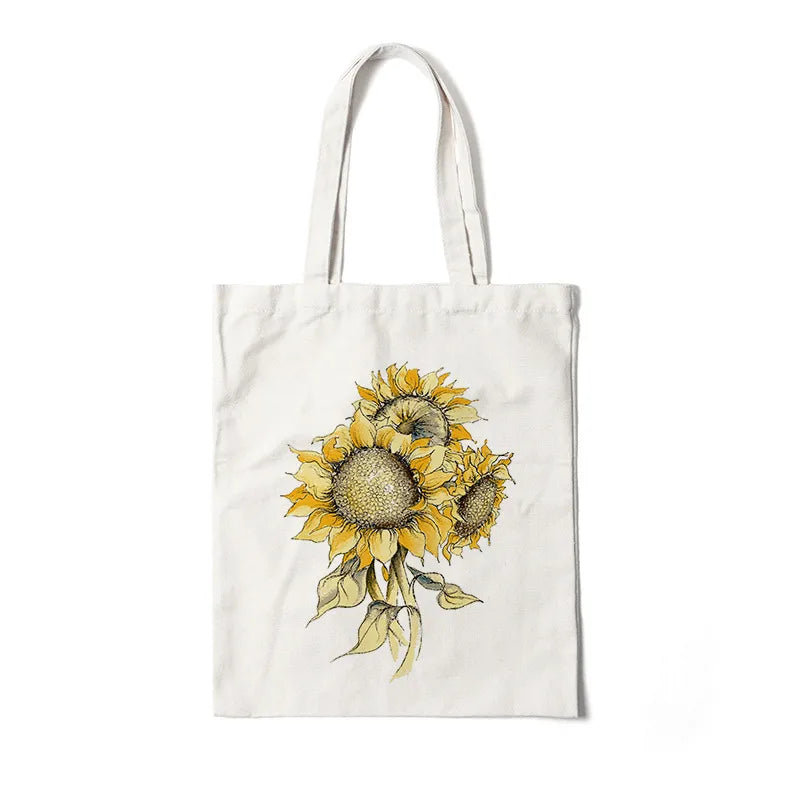 Bolso de lona con estampado de flores para mujer, diseño abierto - imagen 18