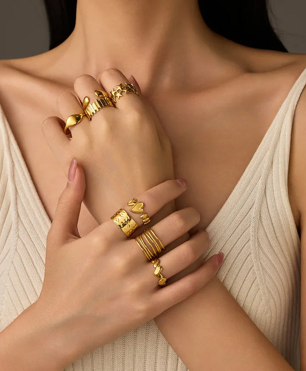 Anillo ajustable de acero inoxidable 304 en color liso, estilo IG - imagen 5