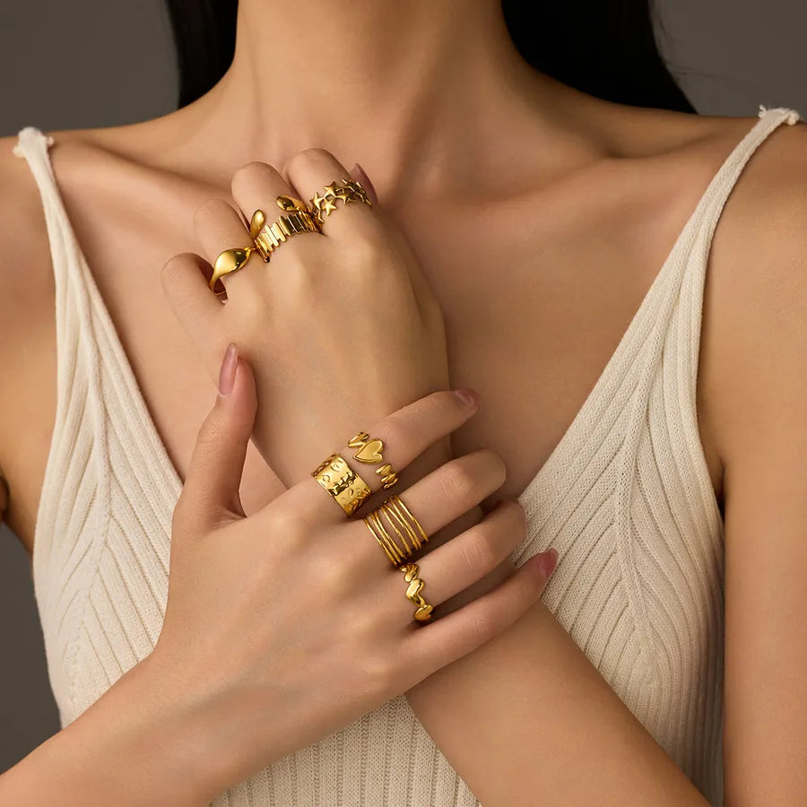 Anillo ajustable de acero inoxidable 304 en color liso, estilo IG - imagen 5