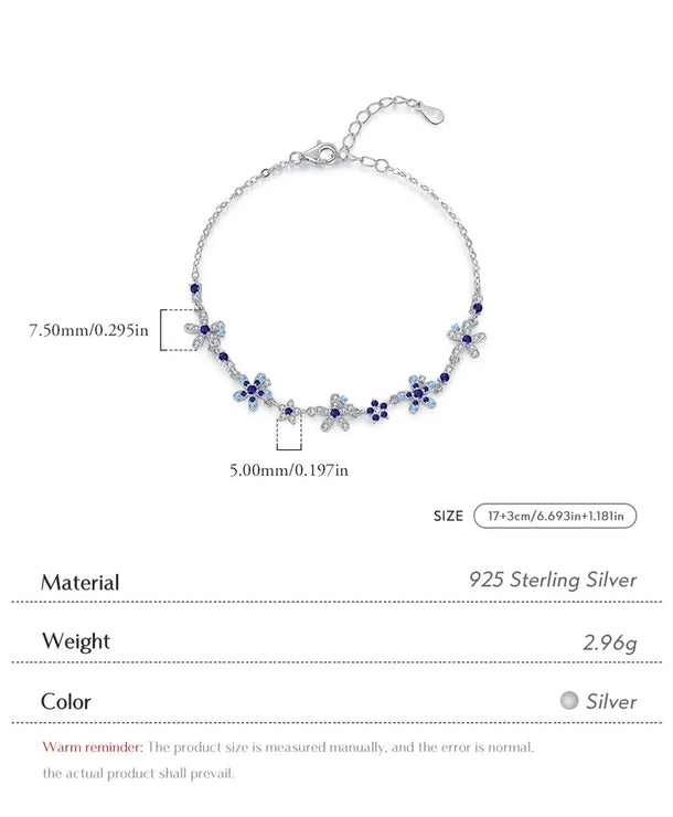 Pulsera de plata esterlina 925 con detalle floral y cadena de eslabones - imagen 6
