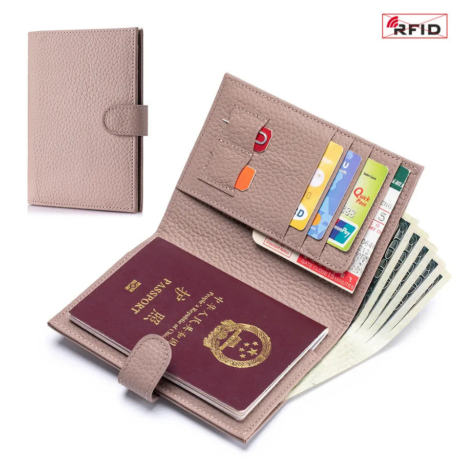 Portapasaportes de piel genuina para mujer con protección RFID - imagen 10