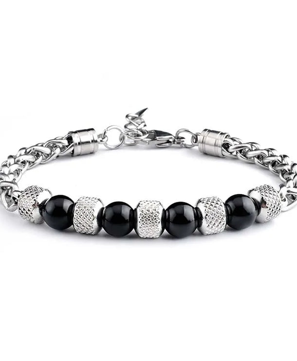 Pulsera de acero de titanio para hombre con diseño geométrico pulido - imagen 5