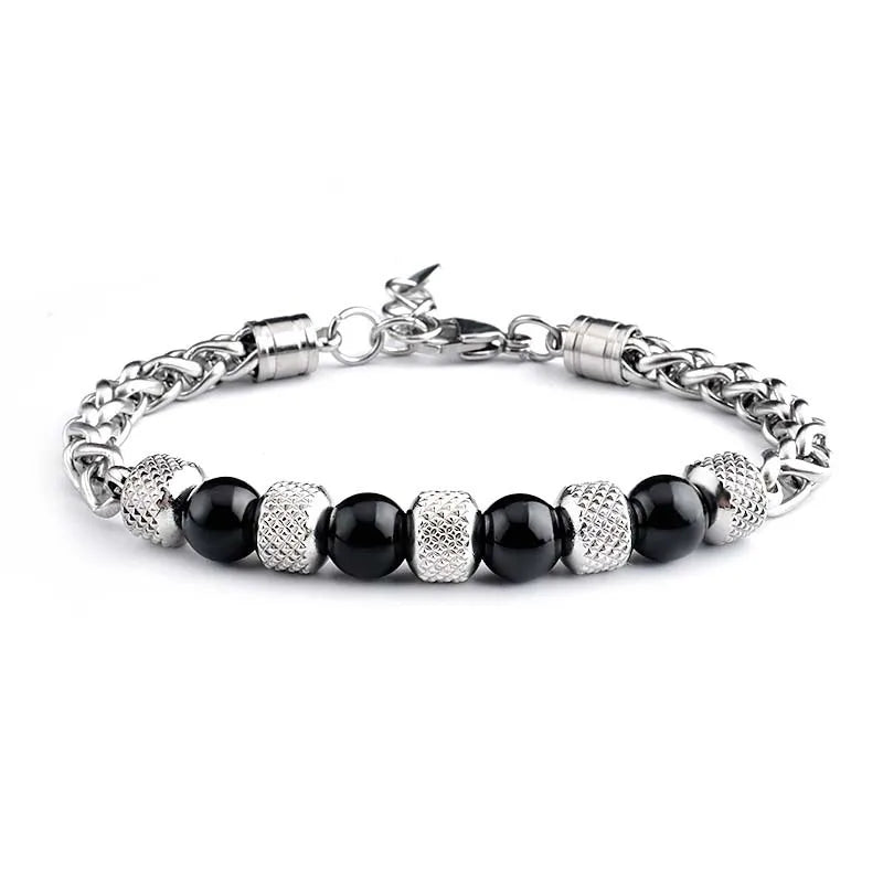 Pulsera de acero de titanio para hombre con diseño geométrico pulido - imagen 5