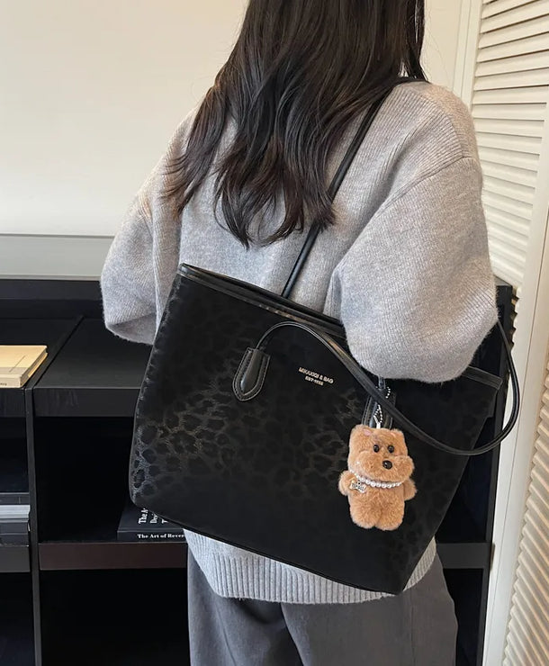Bolso tote de piel sintética con estampado de leopardo y gran capacidad - imagen 8