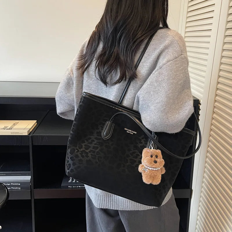 Bolso tote de piel sintética con estampado de leopardo y gran capacidad - imagen 8