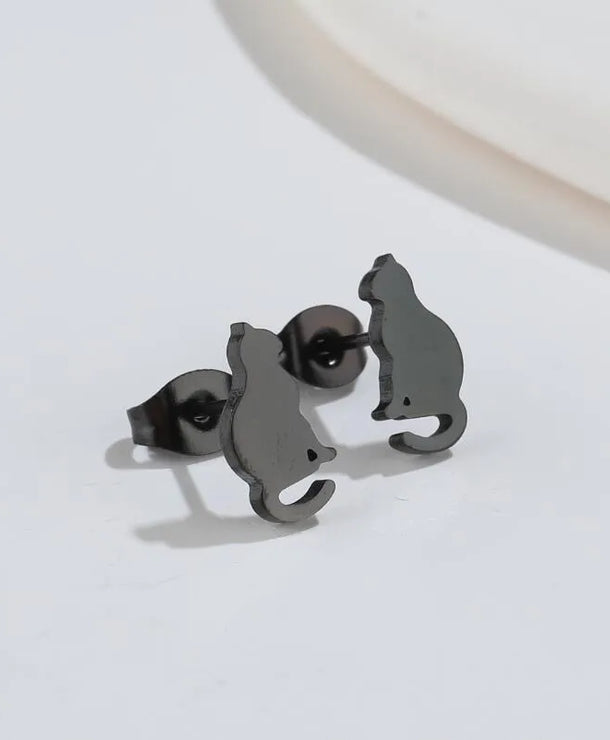 Aretes de botón de acero 304 con baño de oro 18K y diseño de animalitos - imagen 20