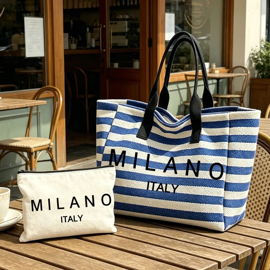 Cosmetiquera de poliéster con estampado de letras, portátil y unisex - imagen 4