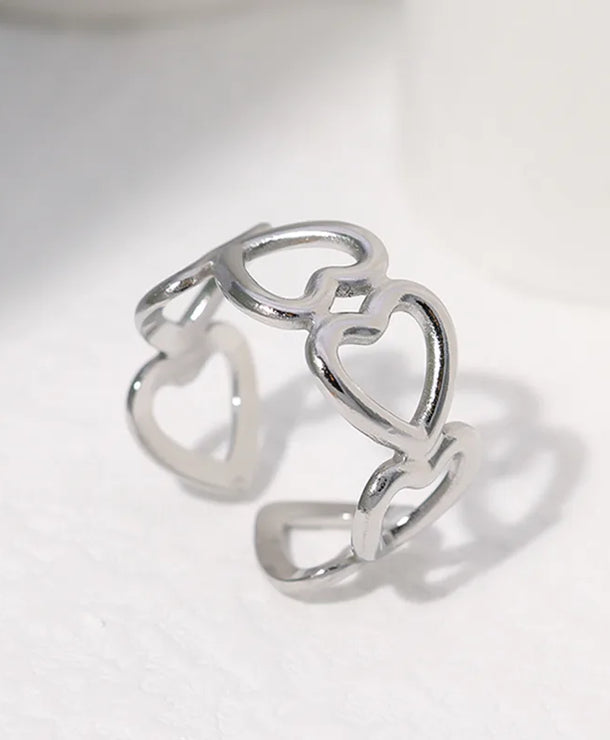 Anillo ajustable con forma de corazón y baño de oro 18K para mujer - imagen 10