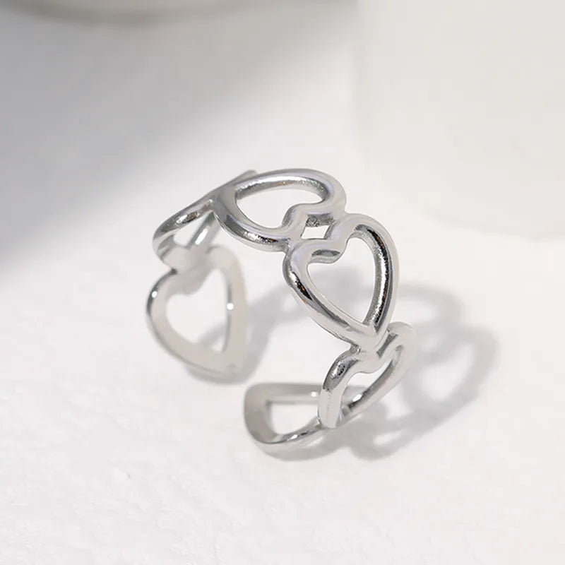 Anillo ajustable con forma de corazón y baño de oro 18K para mujer - imagen 10