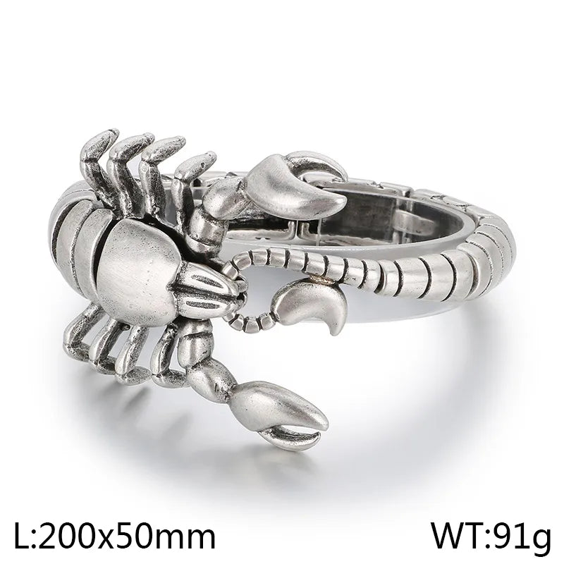 Pulsera de acero 304 con baño de oro 18K y dije de escorpión - imagen 13