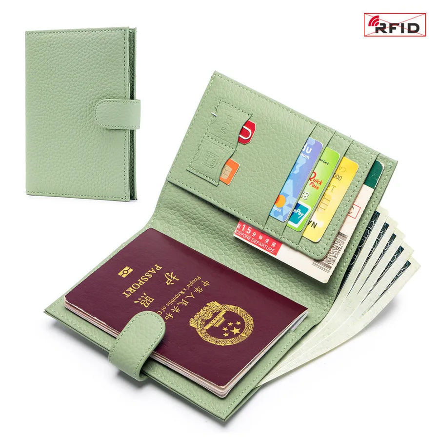 Portapasaportes de piel genuina para mujer con protección RFID - imagen 17