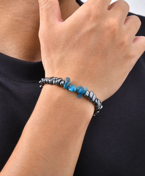 Pulsera de cuentas de hematita con acero inoxidable para hombre - imagen 3