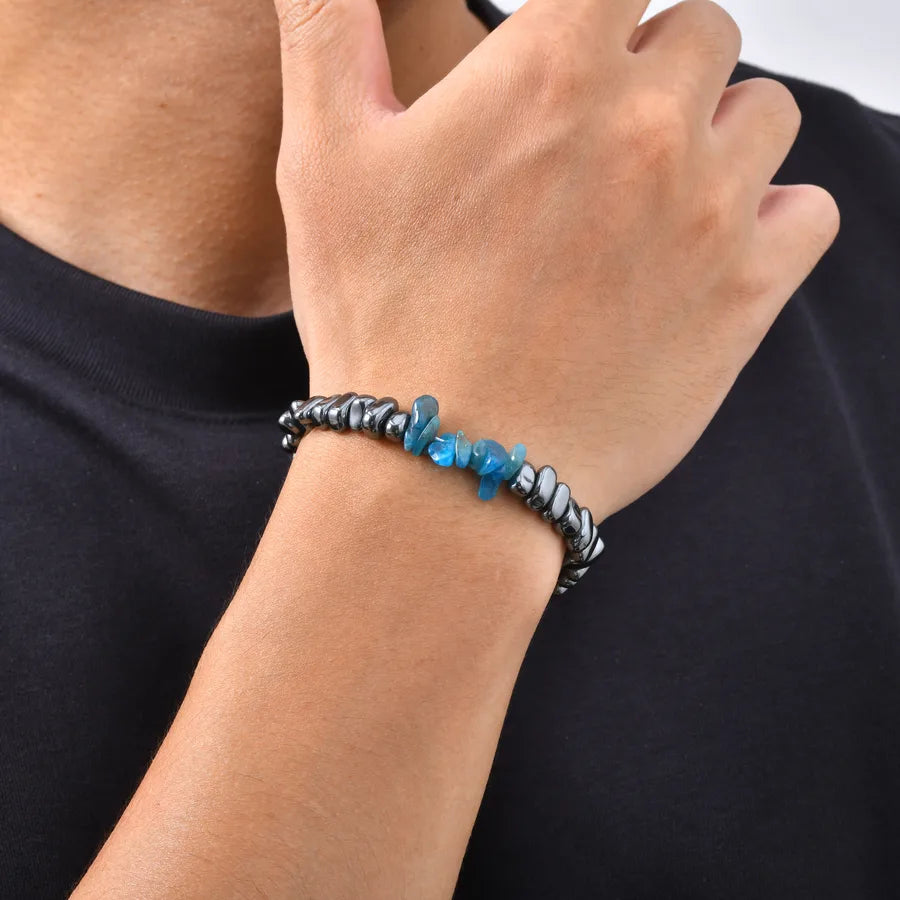 Pulsera de cuentas de hematita con acero inoxidable para hombre - imagen 3