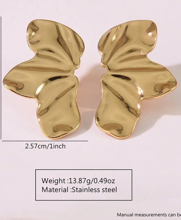 Aretes de botón de acero inoxidable 304 con diseño floral streetwear - imagen 18