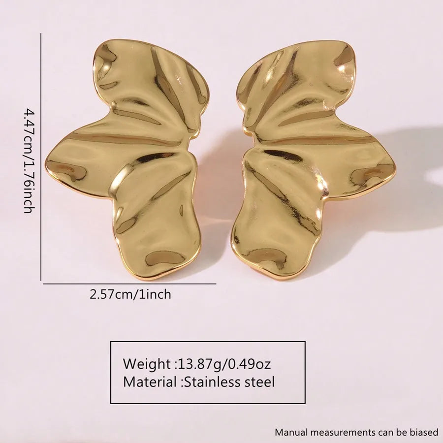 Aretes de botón de acero inoxidable 304 con diseño floral streetwear - imagen 18