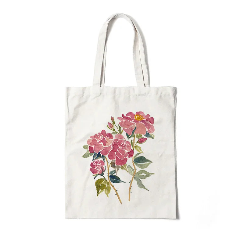 Bolso de lona con estampado de flores para mujer, diseño abierto - imagen 20