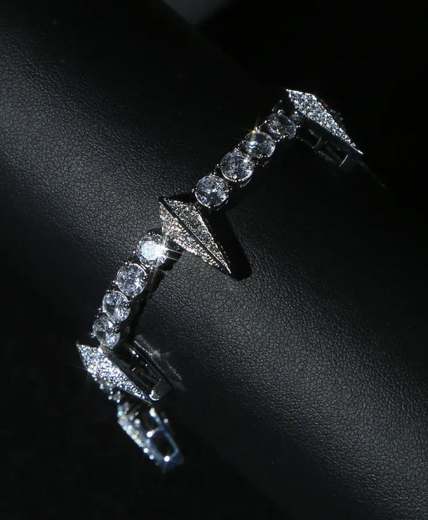 Pulsera de cobre para hombre con circonia y diseño en rombo