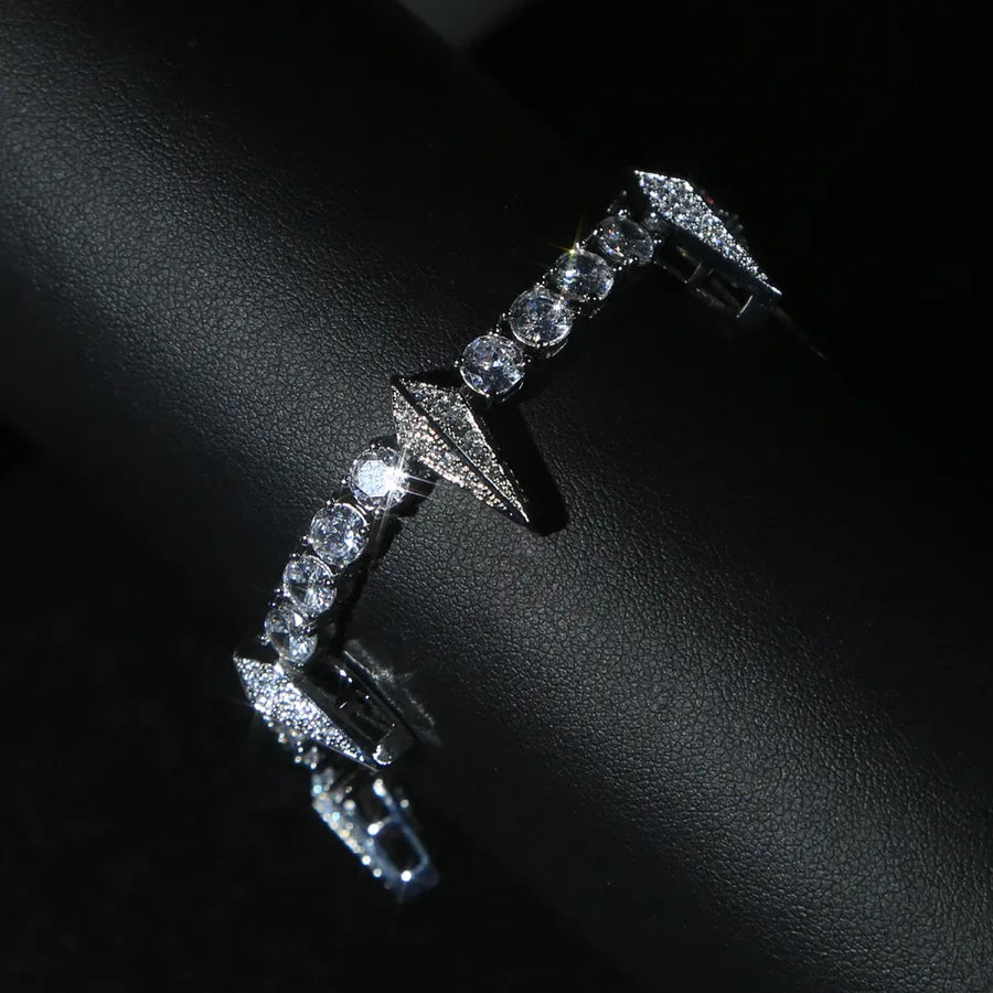 Pulsera de cobre para hombre con circonia y diseño en rombo