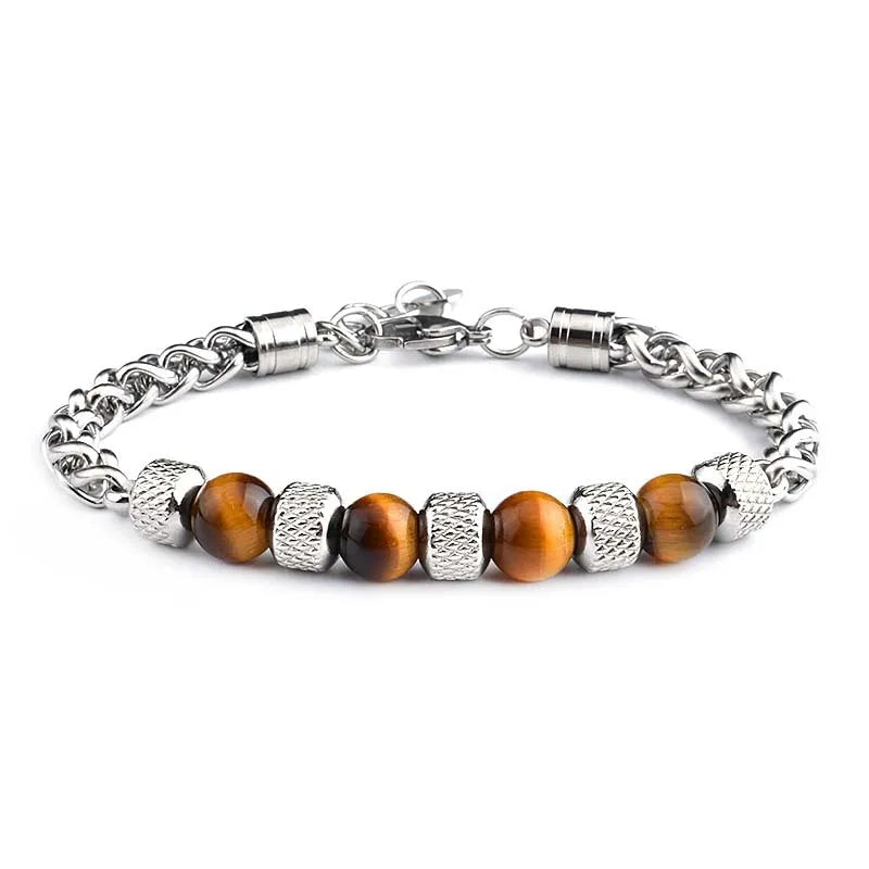 Pulsera de acero de titanio para hombre con diseño geométrico pulido - imagen 8