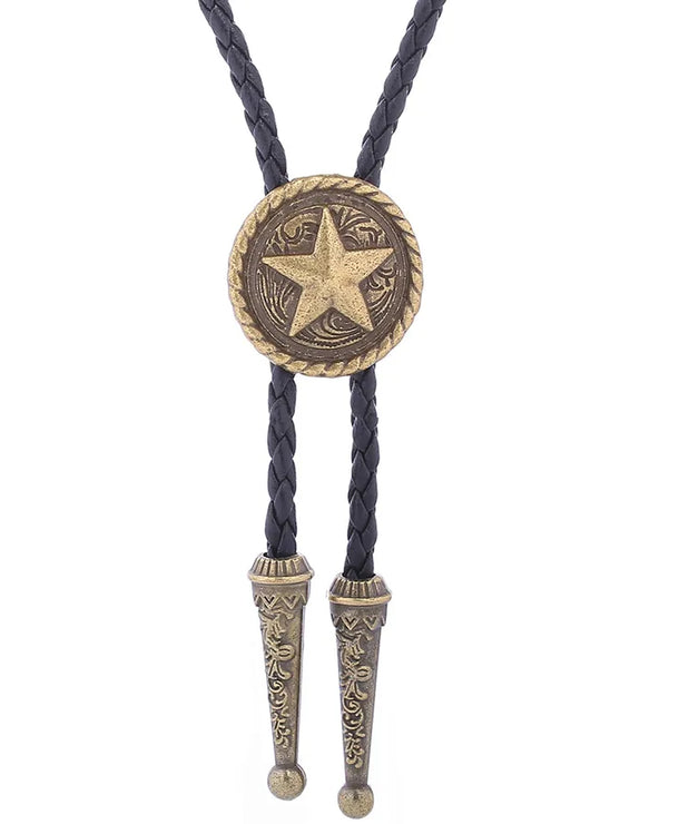 Corbata bolo de aleación con cordón de piel y dijes de estrella y calavera - imagen 48