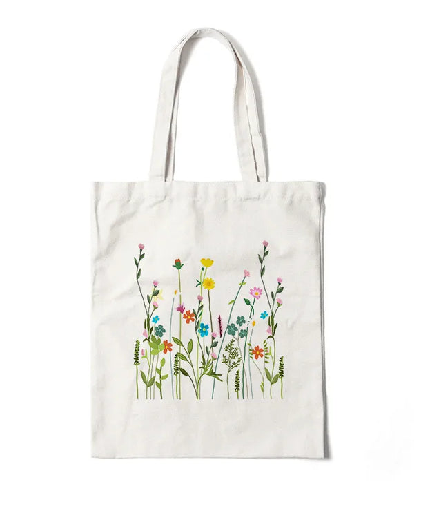 Bolso de lona con estampado de flores para mujer, diseño abierto - imagen 24