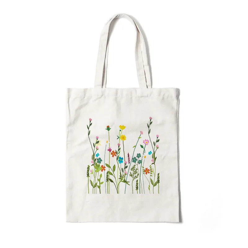 Bolso de lona con estampado de flores para mujer, diseño abierto - imagen 24