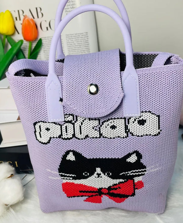 Bolso cruzado tejido con estampado de letras y flores para mujer - imagen 16