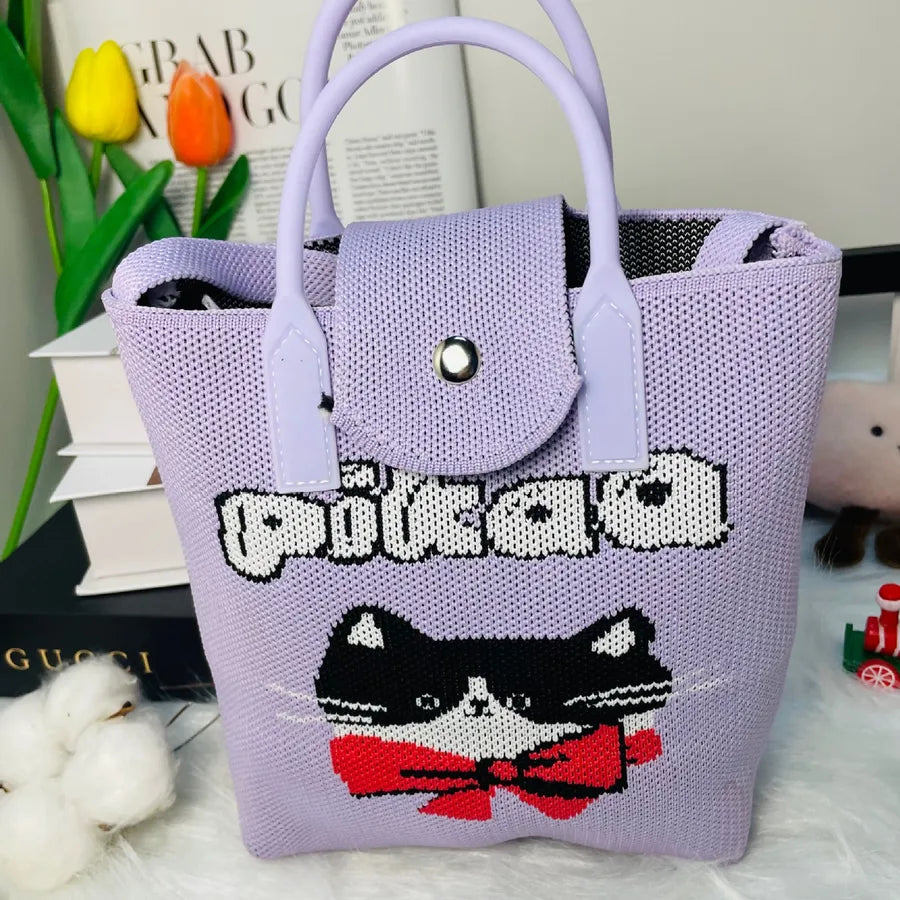 Bolso cruzado tejido con estampado de letras y flores para mujer - imagen 16
