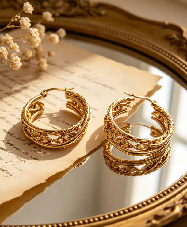 Aretes de acero inoxidable 304 con diseño en forma de C para mujer - imagen 4