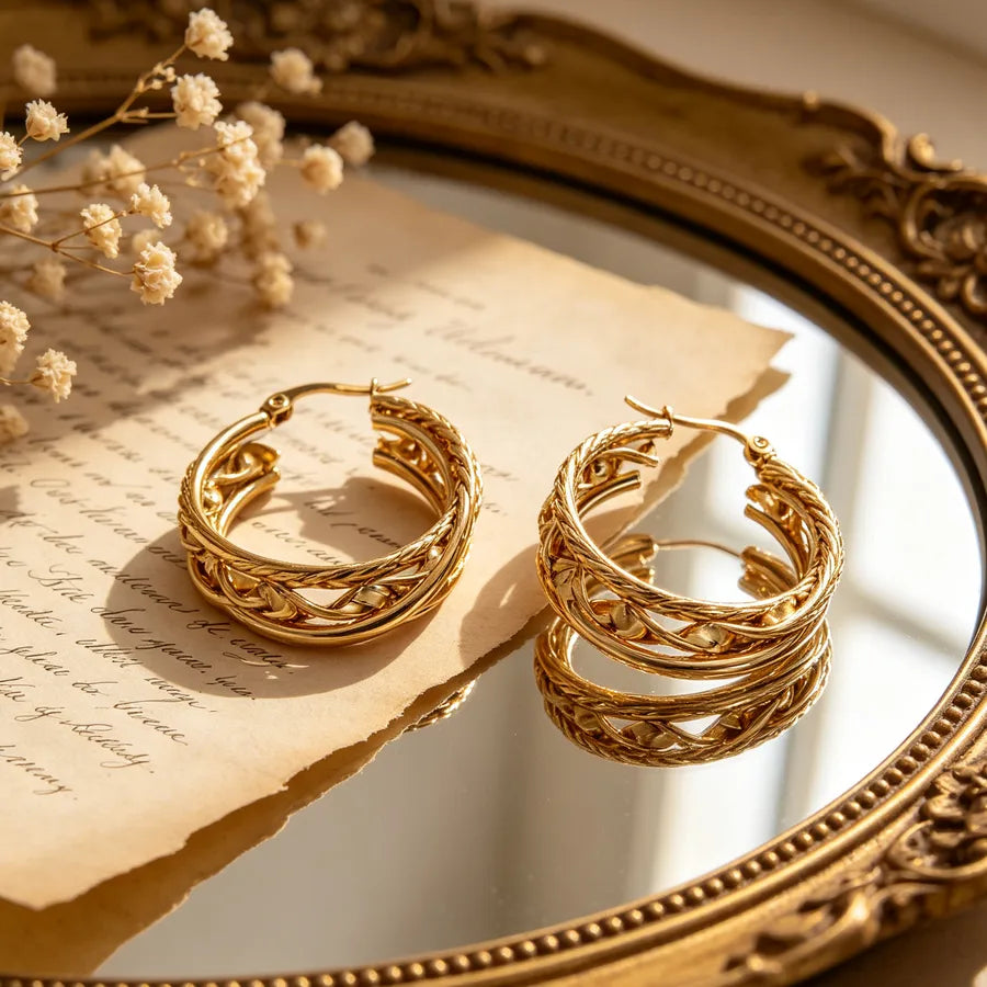 Aretes de acero inoxidable 304 con diseño en forma de C para mujer - imagen 4