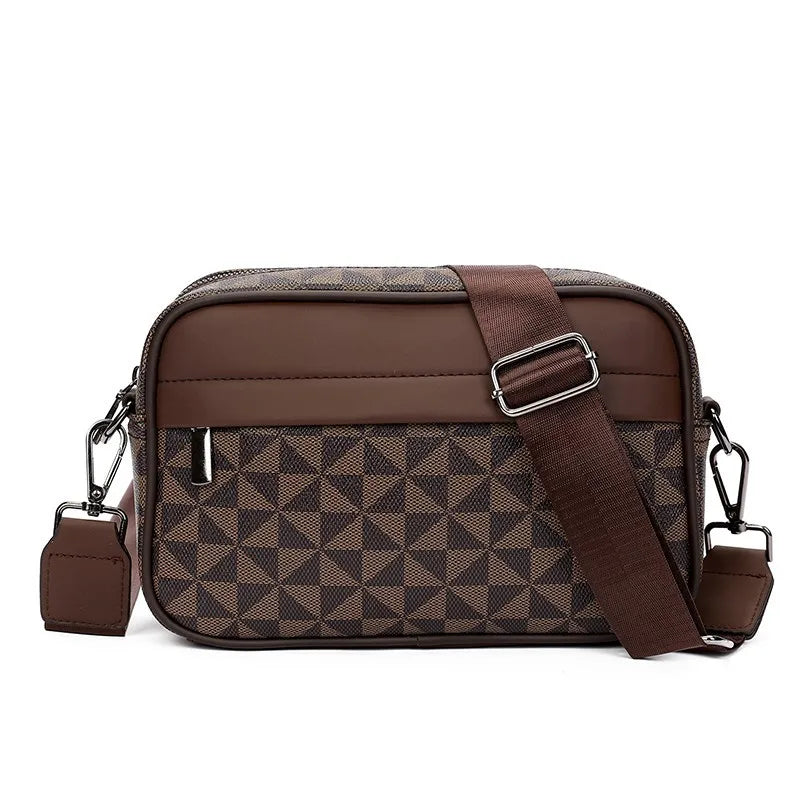 Bolso cruzado de piel sintética para hombre con diseño geométrico - imagen 2